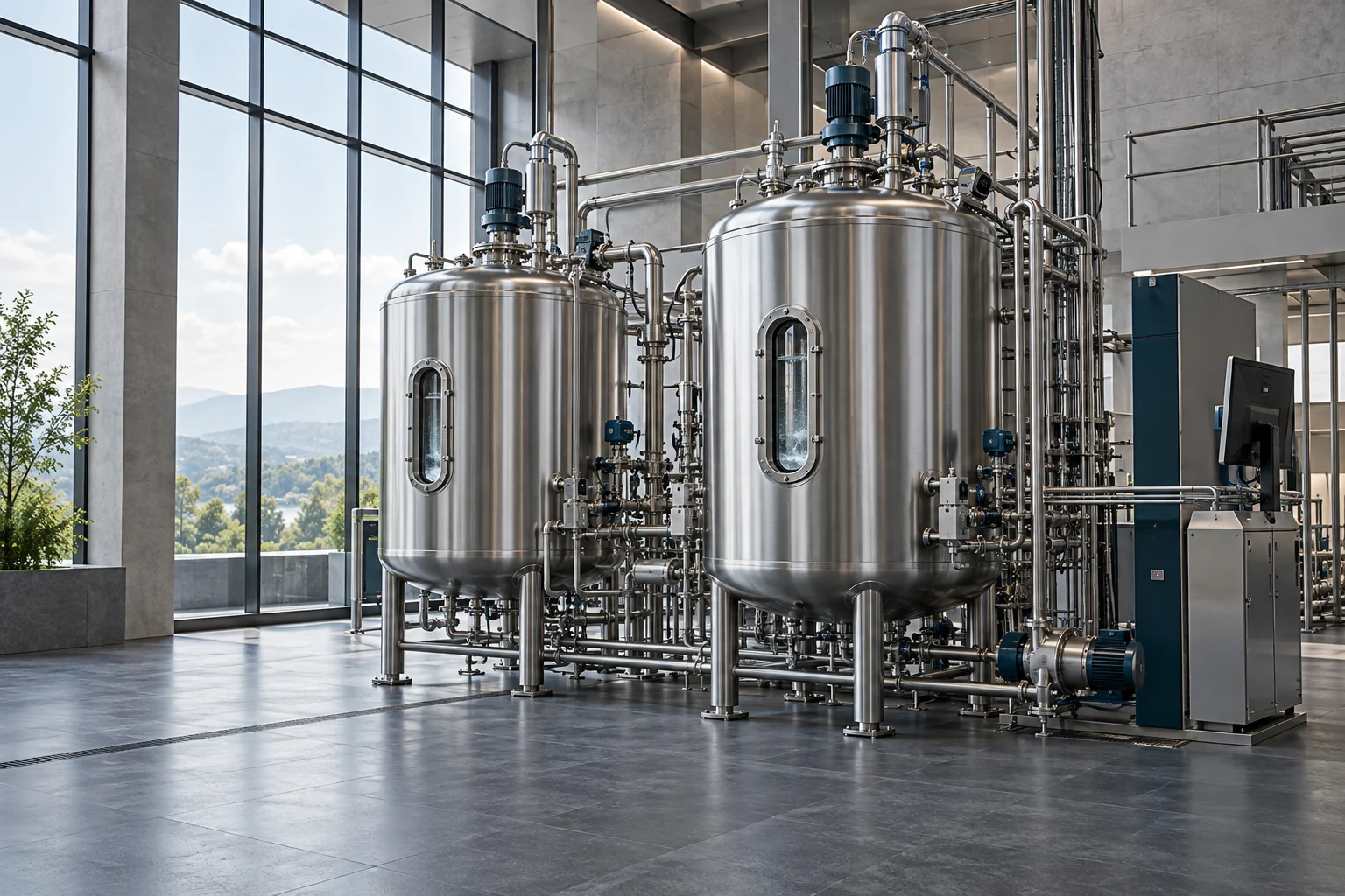 Generic processing vessels and connected industrial equipment.